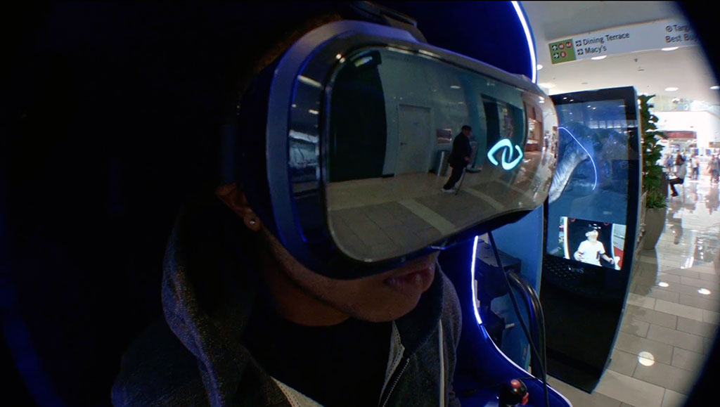 Someone wearing a VR headset.