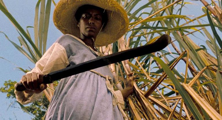 A woman with a machete.